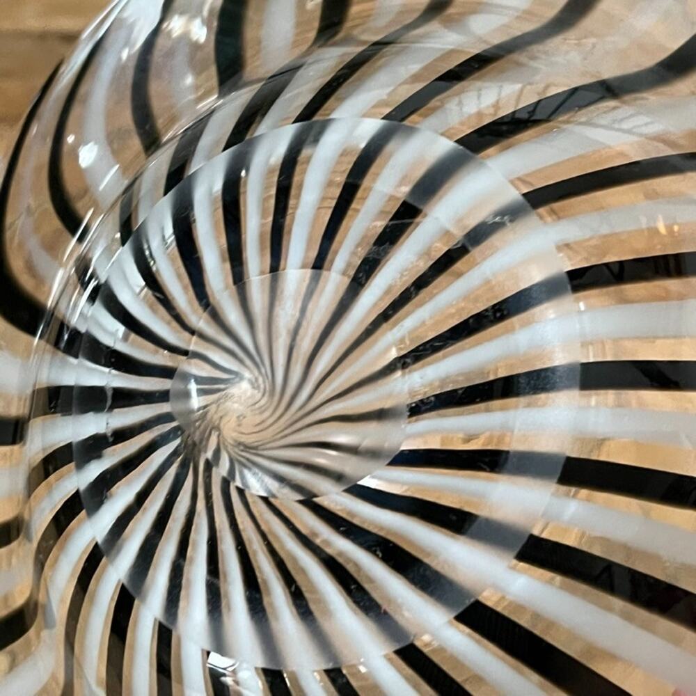 Dino Martens Murano Art Glass Freeform Bowl Mezza Filigrana Bianco Nero - Picture 10 of 16